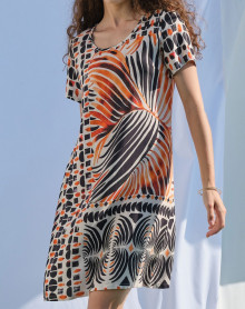 Short-sleeved beach dress Massana Imprimé Orange