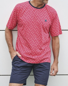 Pijama corto de hombre Massana Rojo prit 100% Algodón (Multicolor)