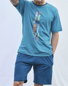 Pijama corto de hombre Massana Surfer 100% Algodón (Multicolor)