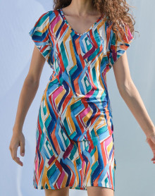 Vestido de playa mangas cortas Massana Imprimé Multicolore