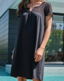 Short-sleeved beach dress Massana Dentelle Noir