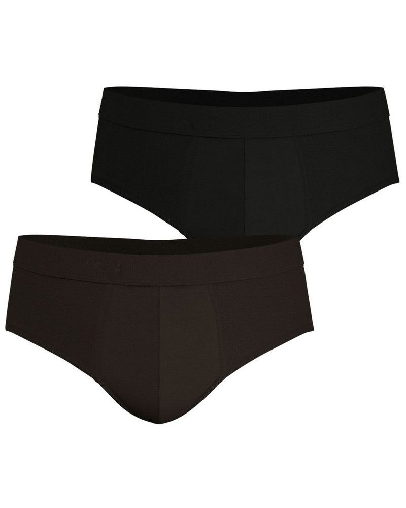 Paquete de 2 braguitas de microalgodón Eminence (Brun / Negro)
