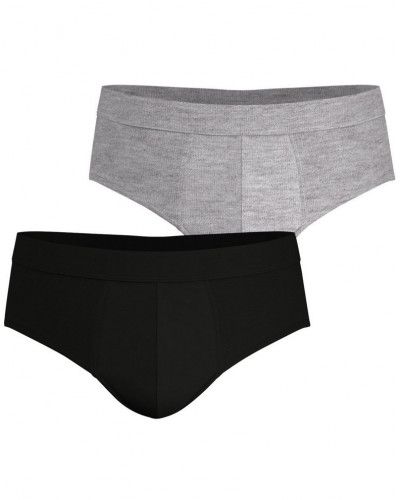 Pack of 2 Eminence micro cotton briefs (Black / Gris Chiné)