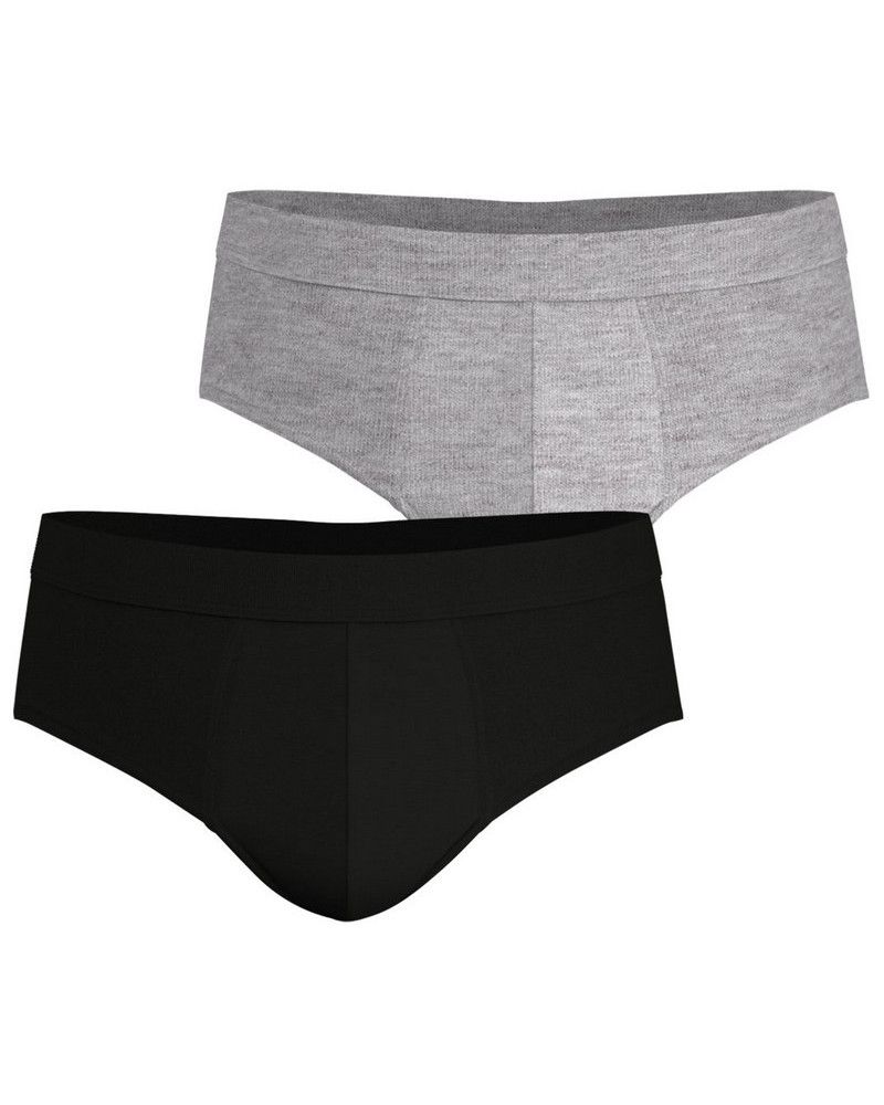 Pack of 2 Eminence micro cotton briefs (Black / Gris Chiné)