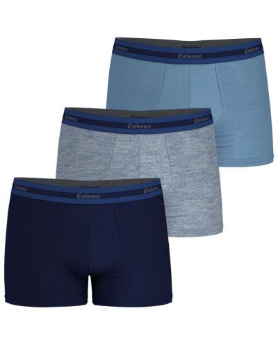 Lot de 3 boxers en coton biologique Eminence (Marine/bleu chiné/ciel)