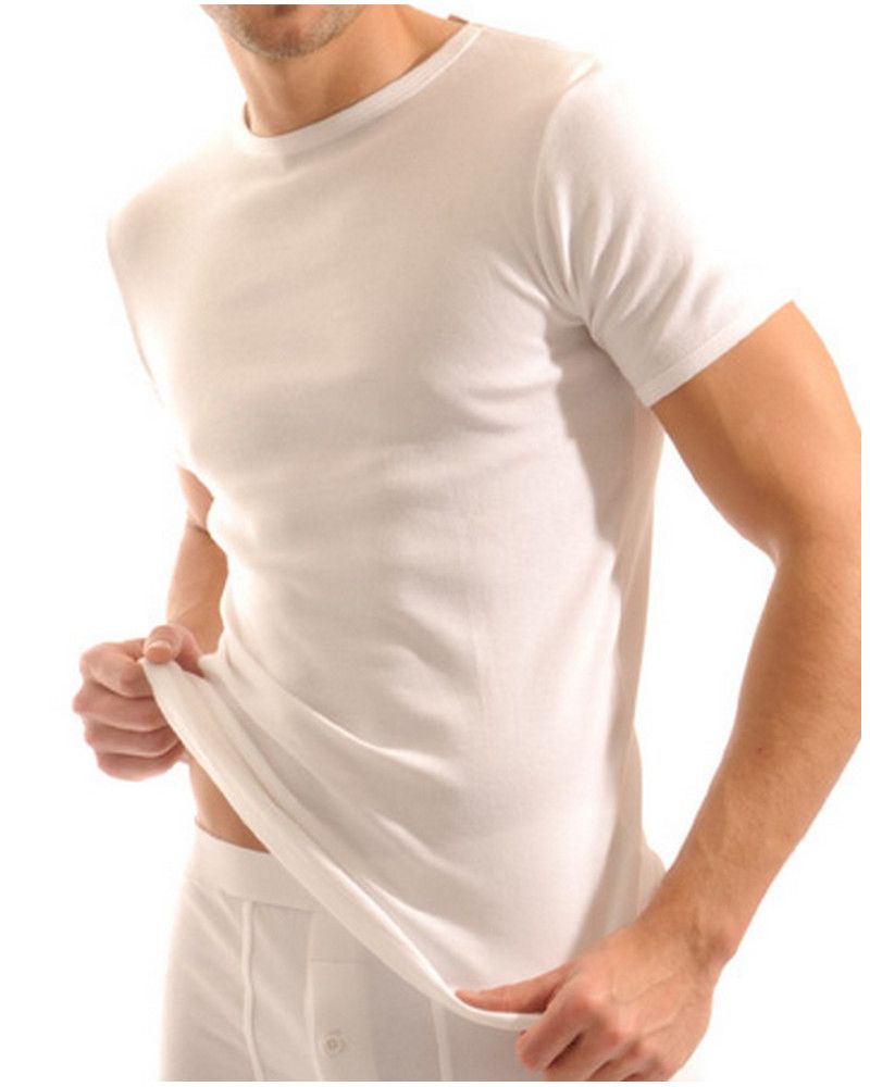 Round neck T-shirt 100% cotton fine rib Paul Mariner (White)