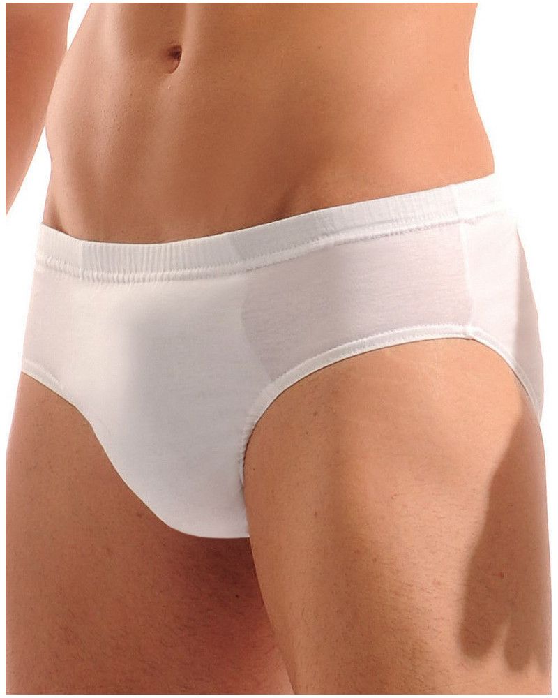 High-waisted open briefs 100% cotton fine rib Maurice Mariner (White)