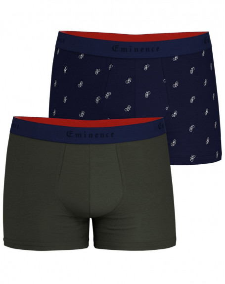 Set of 2 Boxer shorts Made in France (Kaki / Vélo Marine)