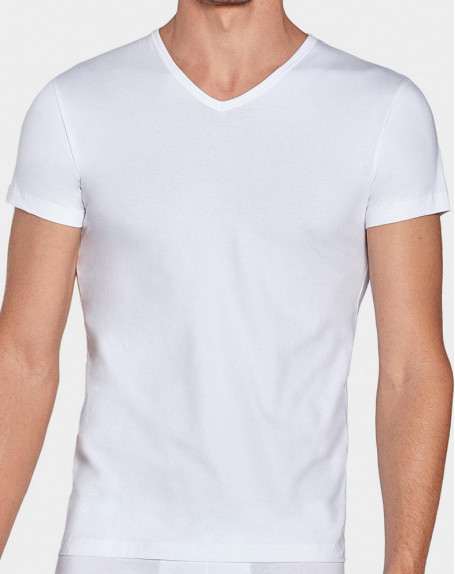 Camiseta cuello V Eden Park E60 (Blanco)