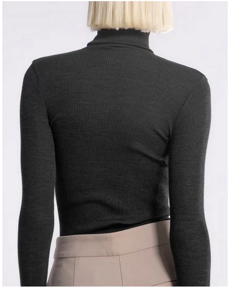 Blusa Cuello Alto lana y seda Oscalito 3438 (Ardoise)