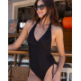 One-piece swimsuit back plunge Antigel La Chiquissima (Black)