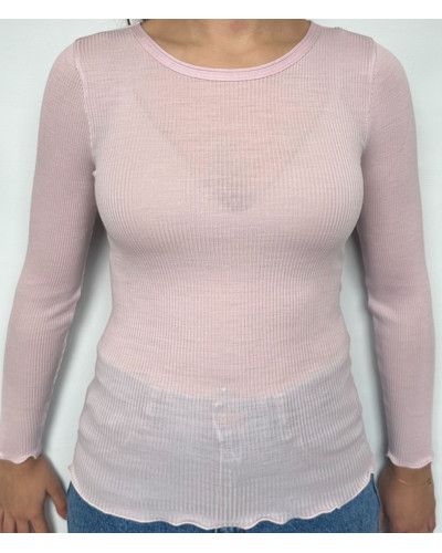 Round Collar Top wool and silk Oscalito 3446R (Rosewood)