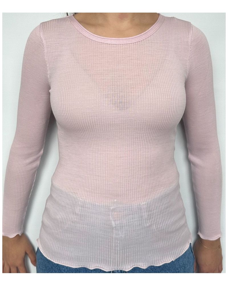 Camiseta Manga Larga lana y seda Oscalito 3446R (Rosewood)