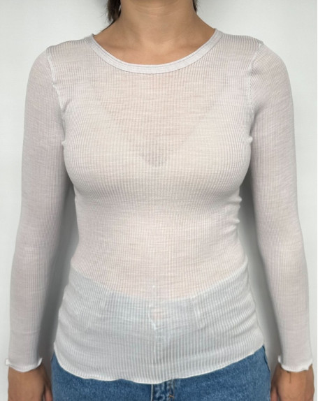 Round Collar Top wool and silk Oscalito 3446R (Argent)