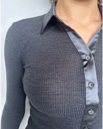 Chemisier laine et soie Oscalito "Elegante" 6350 (Ardoise)