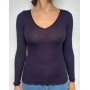 V Collar Undershirt wool and silk Oscalito 3486 (Myrtille)