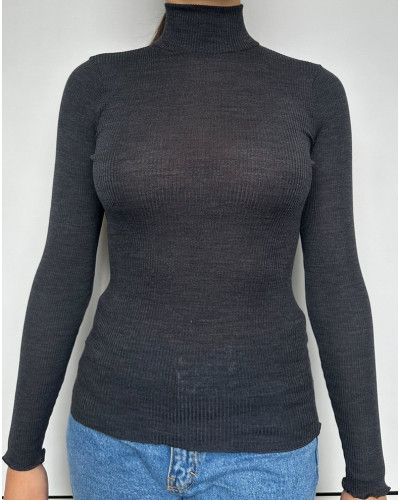 Funnel collar sweater wool and silk Oscalito 3429 (Ardoise)