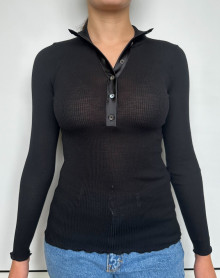 Long-Sleeved Top wool and silk Oscalito 6347 (Black)