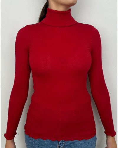 Blusa Cuello Alto lana y seda Oscalito 3438 (Rouge)