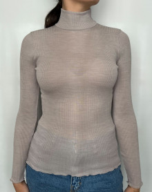 Funnel Collar Sweater wool and silk Oscalito 3429 (Taupe)