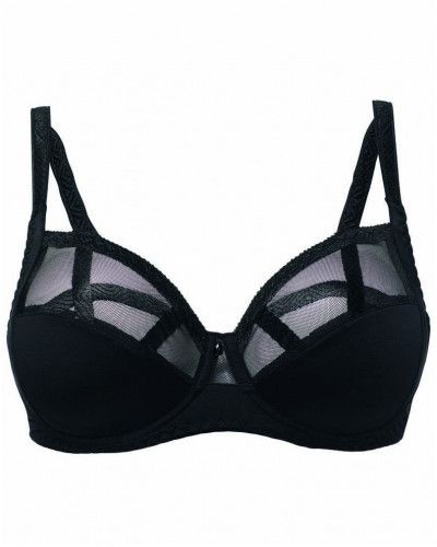 Soutien-gorge Louisa Bracq Emboîtant Flower Power - Noir & Rose - Taille 95G - Neuf Avec étiquettes