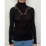 Long-sleeved top with stand-up collar Moretta Laine et soie (Black)