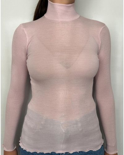 Funnel Collar Sweater wool and silk Oscalito 3429 (Rosewood)