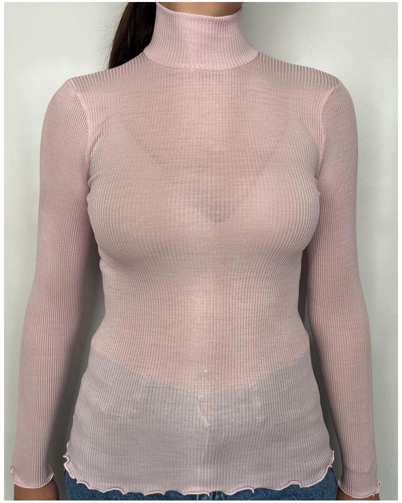 Funnel Collar Sweater wool and silk Oscalito 3429 (Rosewood)