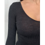 V Collar Undershirt wool and silk Oscalito 3486 (Ardoise)