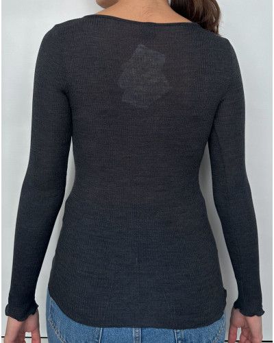 Maillot de corps col V laine et soie Oscalito 3486 (Ardoise)