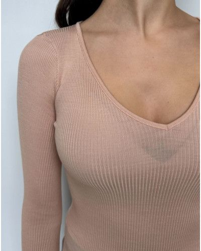 Camiseta Manga Larga lana y seda Oscalito 3486 (Peau)