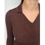 Long Sleeved Top wool and silk Oscalito 6890 (Cuir)