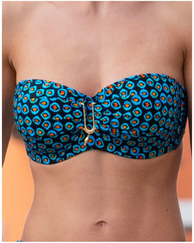 Deep-cups padded strapless bath bra Antigel La Vagabonde (Pois Soleil)