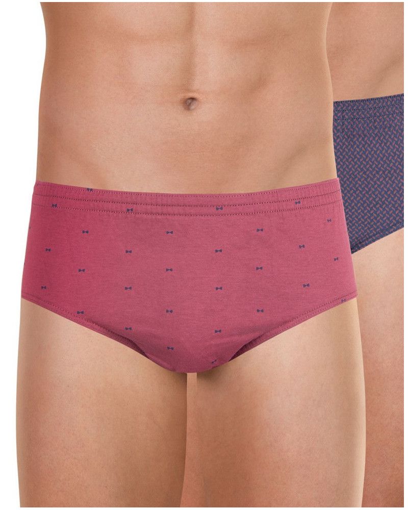 Set of 2 Eminence Patterned High Waist Briefs 100% Cotton (Pink/Violet)