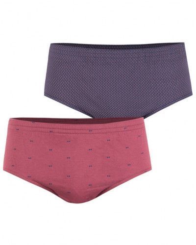 Set of 2 Eminence Patterned High Waist Briefs 100% Cotton (Pink/Violet)