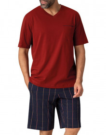 Pyjama court en Jersey 100% Coton Eminence (Marine/Rouille)