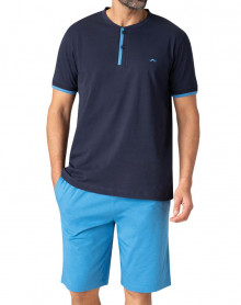 Pyjama court 100% Coton Eminence (Marine/Bleu)