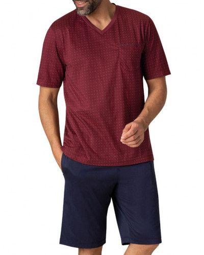 Short pyjamas 100% Premium cotton Eminence (Imprimé Bordeaux)