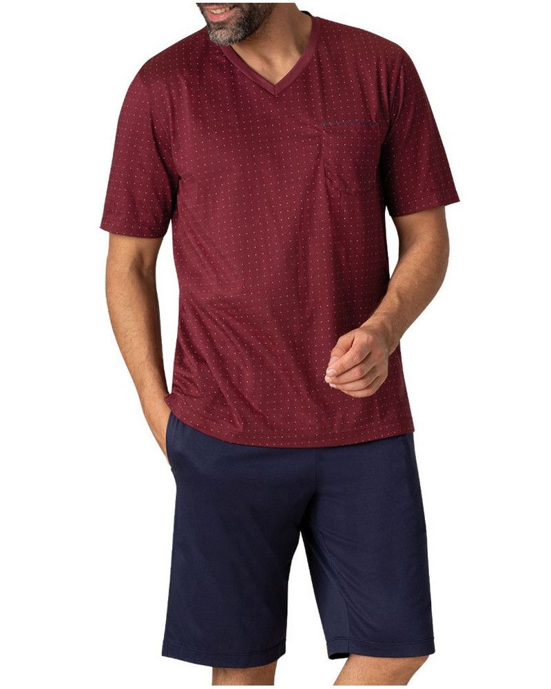 Short pyjamas 100% Premium cotton Eminence (Imprimé Bordeaux)