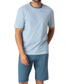 Pyjama court 100% coton Eminence (Imprimé Bleu)