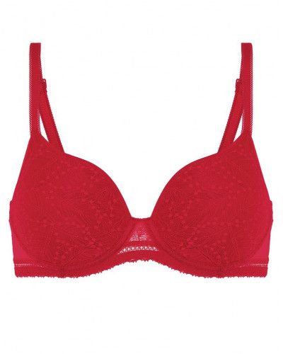 Moulded lace spacer bra with plunging neckline Simone Pérèle Comète (Rubis Rose)
