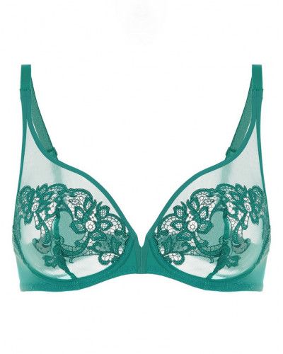Underwired bra plunging neckline Simone Pérèle Saga (Vert Garden)