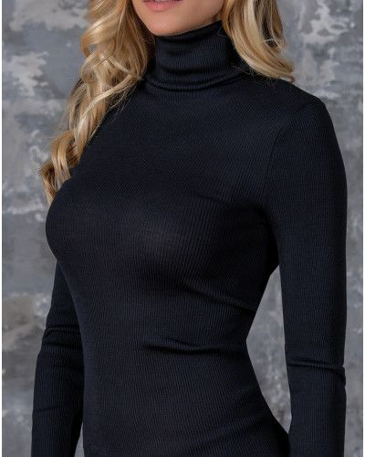 Moretta wool & silk long-sleeved  natural top (Beige)