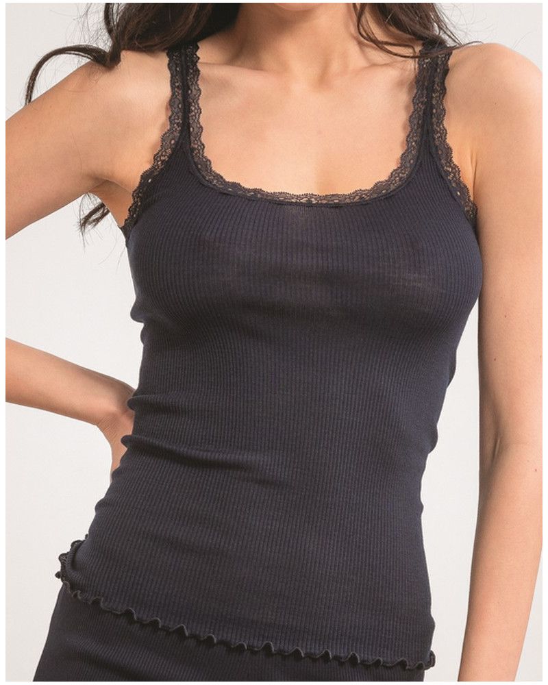 tapa del tanque de encaje de lana y seda Moretta 5760 (Negro)