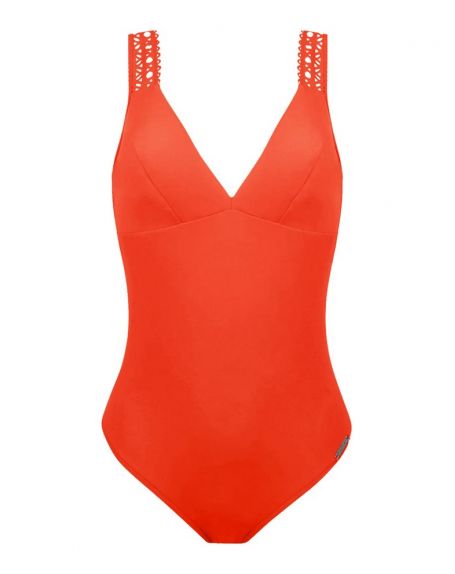 One-piece opened support swimsuit Lise Charmel Ajourage Couture (Orange Couture)