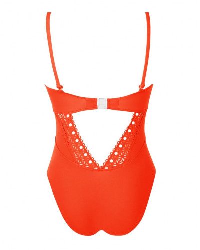 Traje de baño una pieza bandeau preformado Lise Charmel Ajourage Couture (Orange Couture)