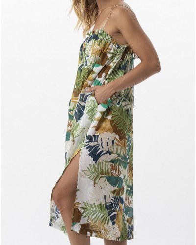 Maxi vestido trama y urdimbre 100% algodón Le Chat Palmeraie (Multicolore)