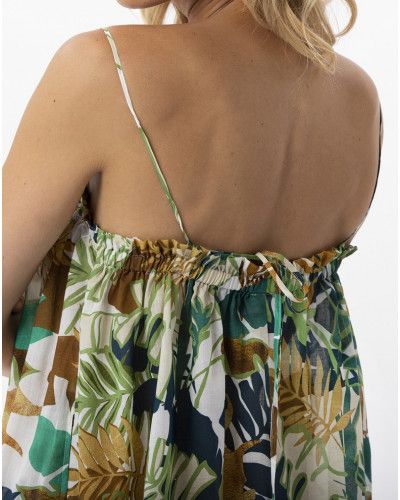 Robe longue chaîne et trame 100% Coton Le Chat Palmeraie (Multicolore)