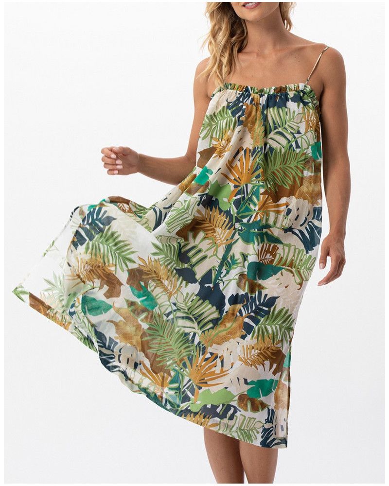 Maxi vestido trama y urdimbre 100% algodón Le Chat Palmeraie (Multicolore)