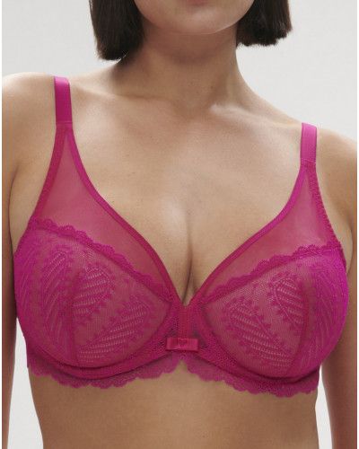 Soutien-gorge avec armature décolleté plongeant Simone Pérèle Canopée (Rose Hibiscus)